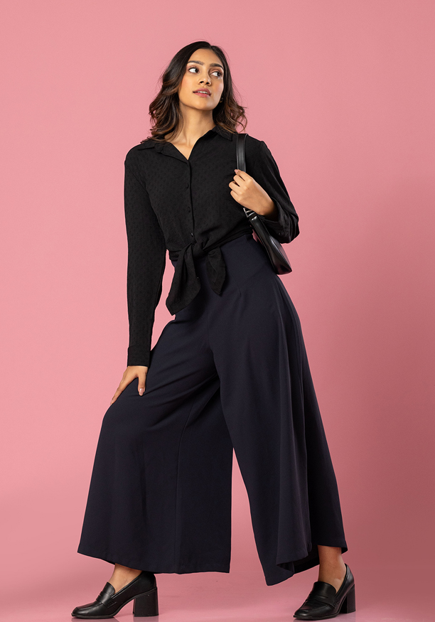 LISA LONG SLEEVE BLACK BLOUSE